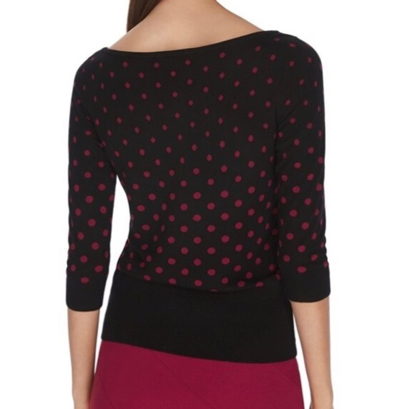 WHBM Black & Polka Dot 3/4 Sleeve Knit Pullover | Sz S - Picture 3 of 7